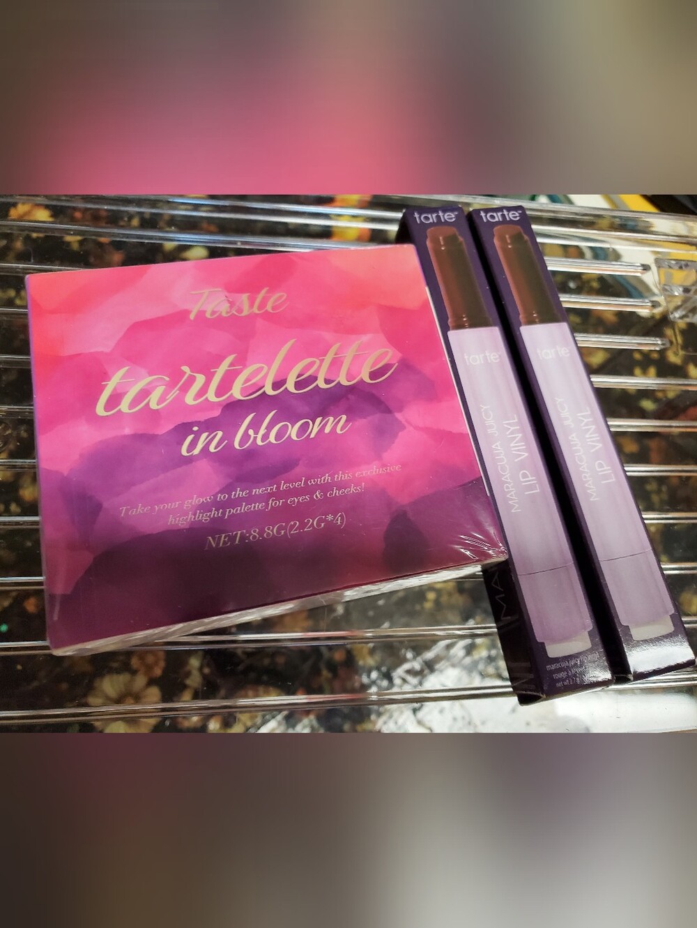 Tartelette In Bloom Palette & 2 Maracuja Juicy Lip Vinyl In Shade Cacoa